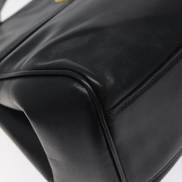BALLY Hand Bag Leather Black Gold Auth yk17845