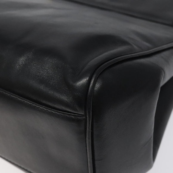 BALLY Hand Bag Leather Black Gold Auth yk17845