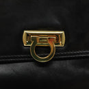 BALLY Hand Bag Leather Black Gold Auth yk17845-18