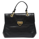 BALLY Hand Bag Leather Black Gold Auth yk17845-13