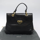 BALLY Hand Bag Leather Black Gold Auth yk17845-12
