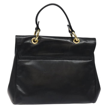 BALLY Hand Bag Leather Black Gold Auth yk17845 - 0
