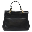 BALLY Hand Bag Leather Black Gold Auth yk17845-2