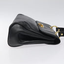 BALLY Hand Bag Leather Black Gold Auth yk17845-3