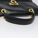 BALLY Hand Bag Leather Black Gold Auth yk17845-7