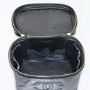 CHANEL COCO Mark Vanity Hand Bag Patent leather 2way Black Gold CC Auth yk17862-10