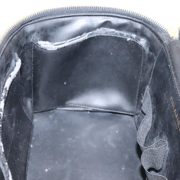 CHANEL COCO Mark Vanity Hand Bag Patent leather 2way Black Gold CC Auth yk17862