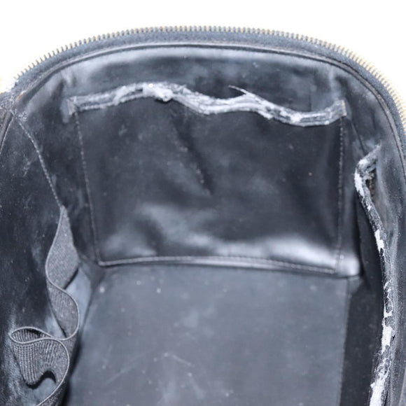 CHANEL COCO Mark Vanity Hand Bag Patent leather 2way Black Gold CC Auth yk17862