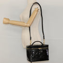CHANEL COCO Mark Vanity Hand Bag Patent leather 2way Black Gold CC Auth yk17862-18