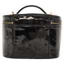 CHANEL COCO Mark Vanity Hand Bag Patent leather 2way Black Gold CC Auth yk17862-3