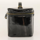 CHANEL COCO Mark Vanity Hand Bag Patent leather 2way Black Gold CC Auth yk17862-5