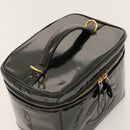 CHANEL COCO Mark Vanity Hand Bag Patent leather 2way Black Gold CC Auth yk17862-6