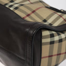 BURBERRY Nova Check Hand Bag PVC Beige Gold Auth yk17883-15