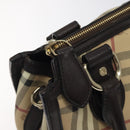BURBERRY Nova Check Hand Bag PVC Beige Gold Auth yk17883-10