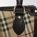 BURBERRY Nova Check Hand Bag PVC Beige Gold Auth yk17883-17