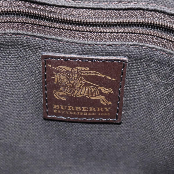 BURBERRY Nova Check Hand Bag PVC Beige Gold Auth yk17883