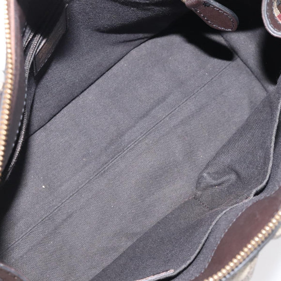 BURBERRY Nova Check Hand Bag PVC Beige Gold Auth yk17883