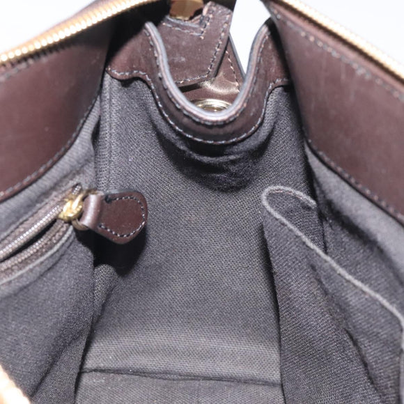 BURBERRY Nova Check Hand Bag PVC Beige Gold Auth yk17883