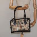 BURBERRY Nova Check Hand Bag PVC Beige Gold Auth yk17883-23