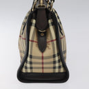 BURBERRY Nova Check Hand Bag PVC Beige Gold Auth yk17883-3
