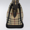 BURBERRY Nova Check Hand Bag PVC Beige Gold Auth yk17883-4