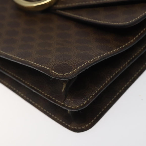 CELINE Macadam Canvas Hand Bag PVC Leather Brown Gold Auth yk17887