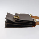 CELINE Macadam Canvas Hand Bag PVC Leather Brown Gold Auth yk17887-3