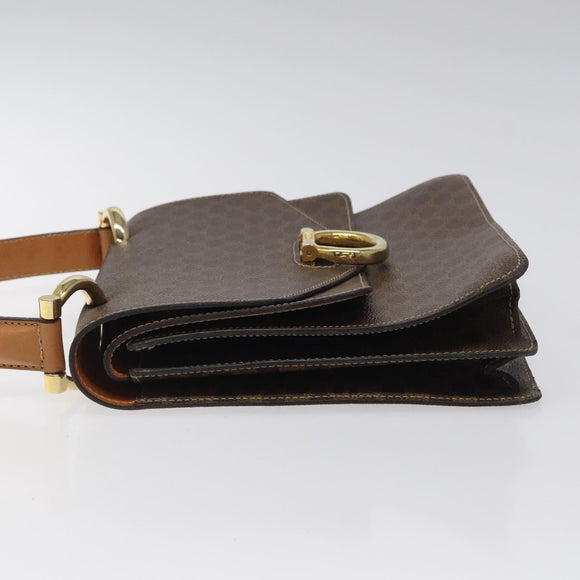 CELINE Macadam Canvas Hand Bag PVC Leather Brown Gold Auth yk17887