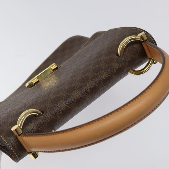 CELINE Macadam Canvas Hand Bag PVC Leather Brown Gold Auth yk17887