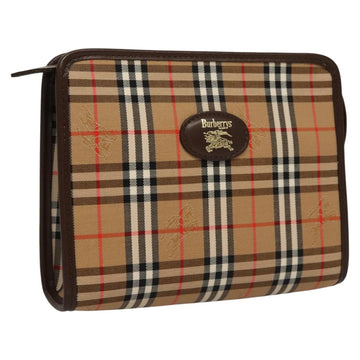 Burberrys Nova Check Accessory Pouch Canvas Beige Auth yk17888