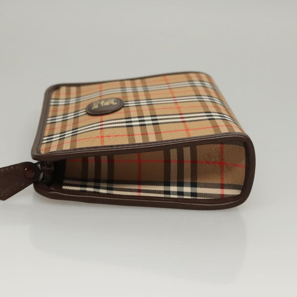 Burberrys Nova Check Accessory Pouch Canvas Beige Auth yk17888