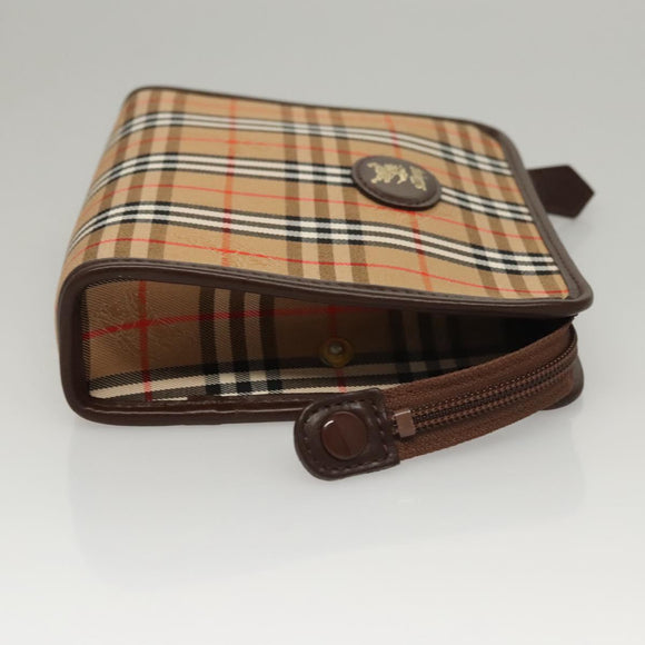 Burberrys Nova Check Accessory Pouch Canvas Beige Auth yk17888