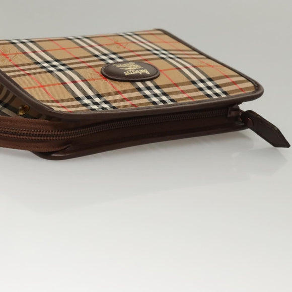 Burberrys Nova Check Accessory Pouch Canvas Beige Auth yk17888