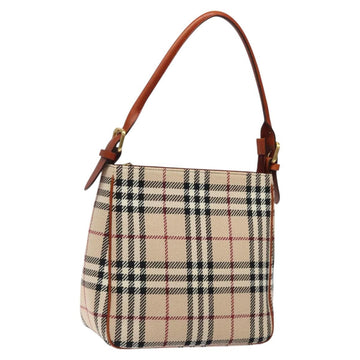 BURBERRY Nova Check Shoulder Bag Wool Beige Gold Auth yk17894