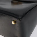 Salvatore Ferragamo Gancini Hand Bag Leather Black Gold Auth yk17898-8