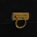 Salvatore Ferragamo Gancini Hand Bag Leather Black Gold Auth yk17898-18