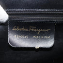 Salvatore Ferragamo Gancini Hand Bag Leather Black Gold Auth yk17898-12