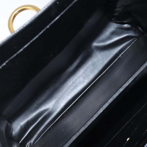 Salvatore Ferragamo Gancini Hand Bag Leather Black Gold Auth yk17898