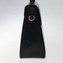 Salvatore Ferragamo Gancini Hand Bag Leather Black Gold Auth yk17898-3