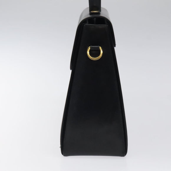 Salvatore Ferragamo Gancini Hand Bag Leather Black Gold Auth yk17898