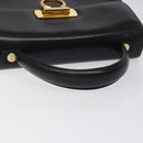 Salvatore Ferragamo Gancini Hand Bag Leather Black Gold Auth yk17898-7