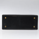 Salvatore Ferragamo Gancini Hand Bag Leather Black Gold Auth yk17898-5