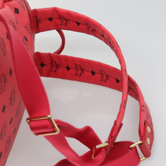 MCM Vicetos Logogram Studs Backpack PVC Leather Pink Gold Auth yk17904