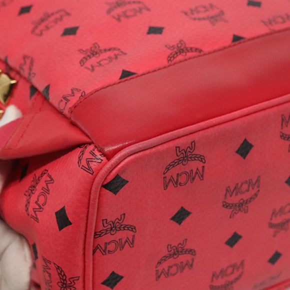MCM Vicetos Logogram Studs Backpack PVC Leather Pink Gold Auth yk17904
