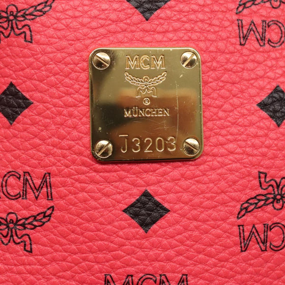 MCM Vicetos Logogram Studs Backpack PVC Leather Pink Gold Auth yk17904