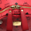 MCM Vicetos Logogram Studs Backpack PVC Leather Pink Gold Auth yk17904-10