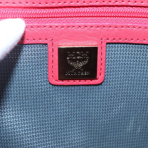 MCM Vicetos Logogram Studs Backpack PVC Leather Pink Gold Auth yk17904