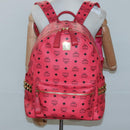 MCM Vicetos Logogram Studs Backpack PVC Leather Pink Gold Auth yk17904-27