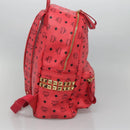 MCM Vicetos Logogram Studs Backpack PVC Leather Pink Gold Auth yk17904-3
