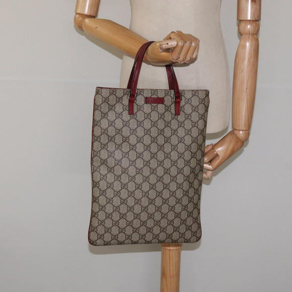 GUCCI GG Supreme Hand Bag PVC Leather Beige 117551 Auth yk17910